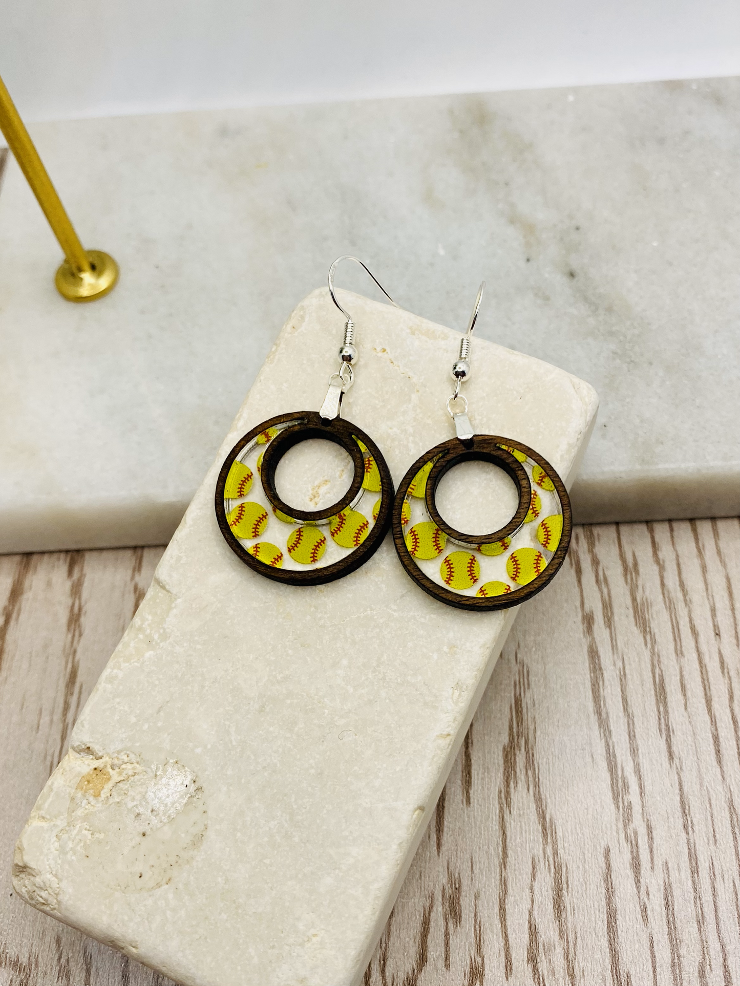 Softball Earrings-Round/Boho/Cirlce