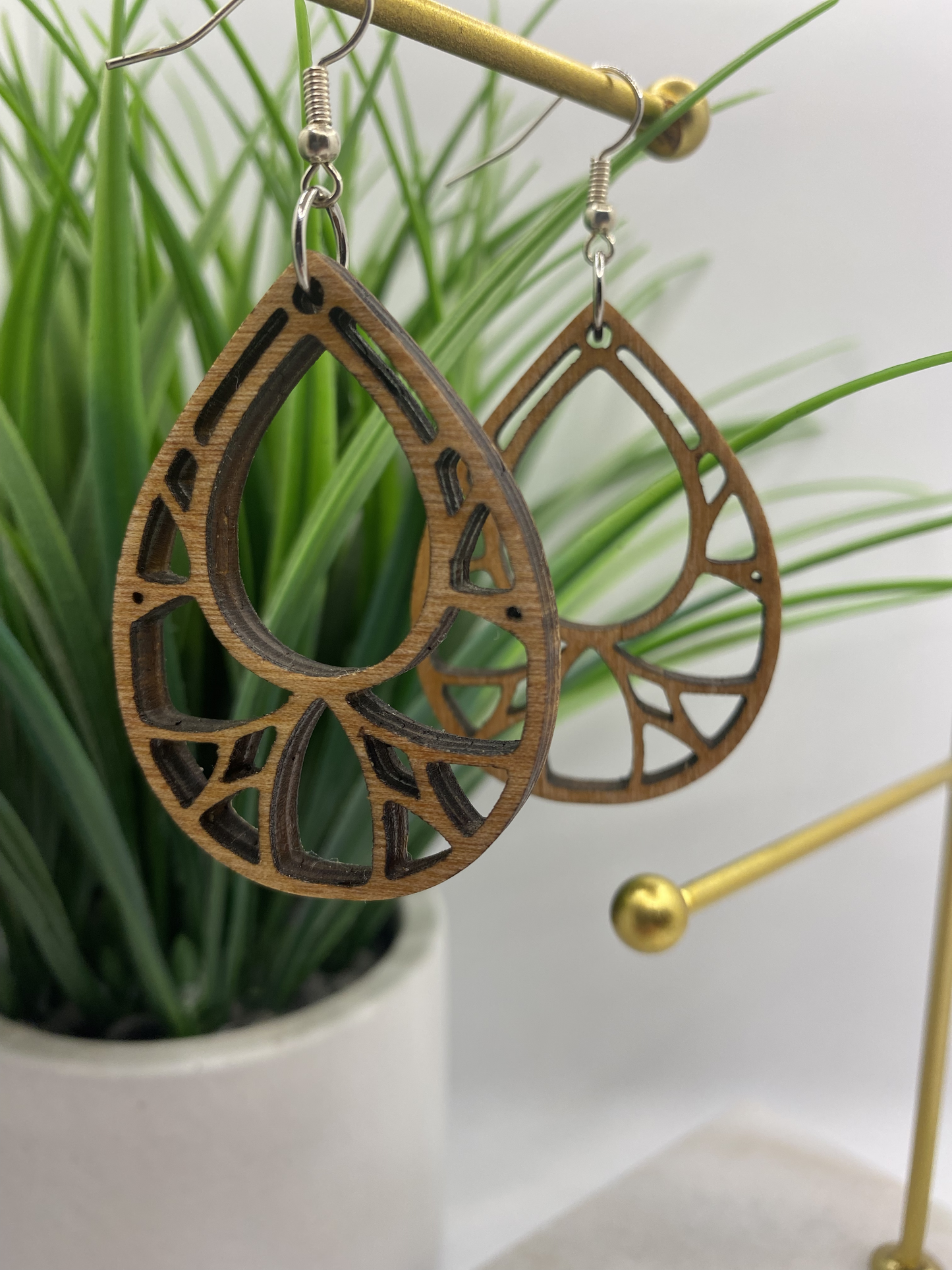 Rooted Necessity Wood Earrings.