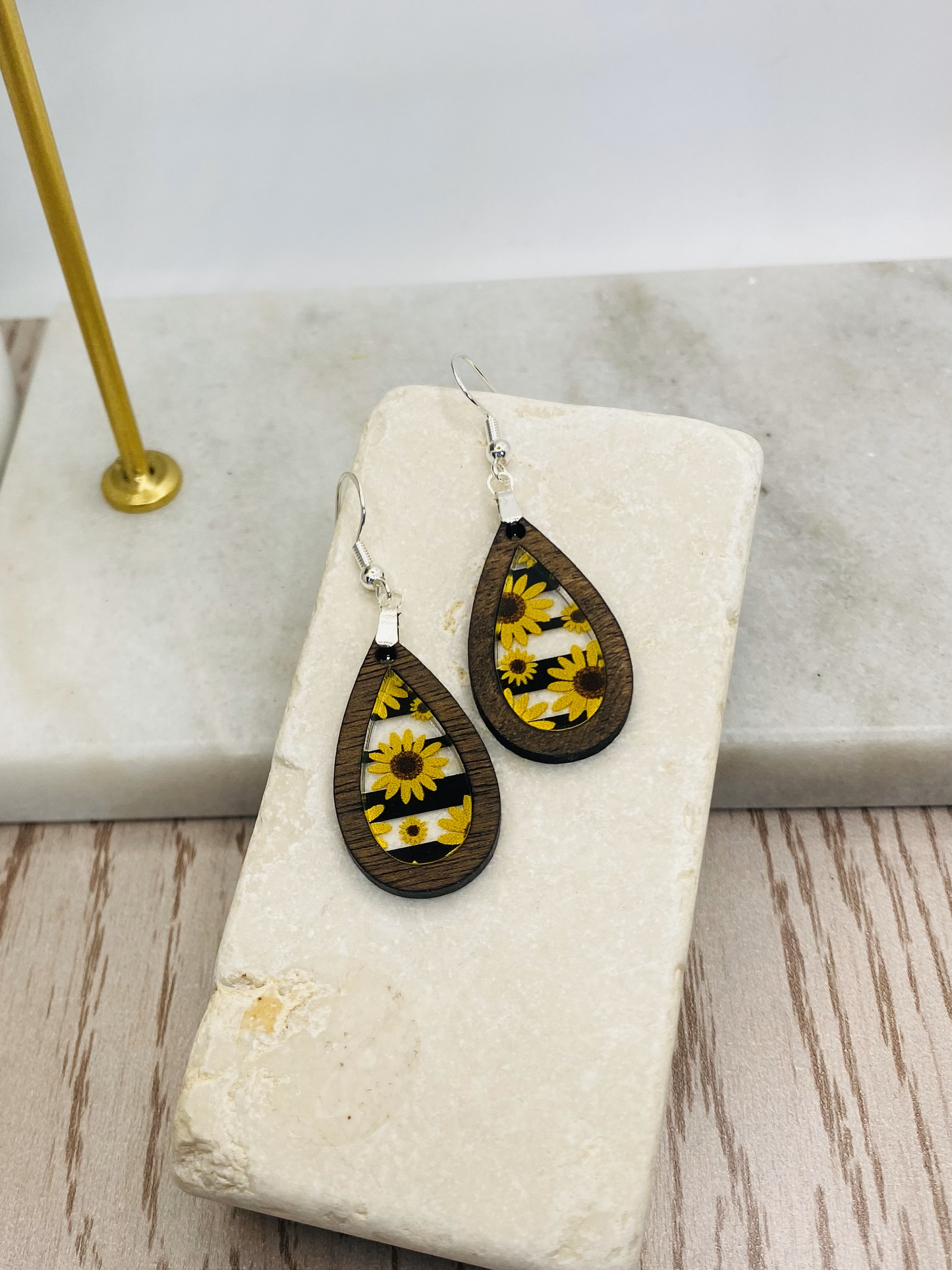 Yellow Daisy Flower Earrings