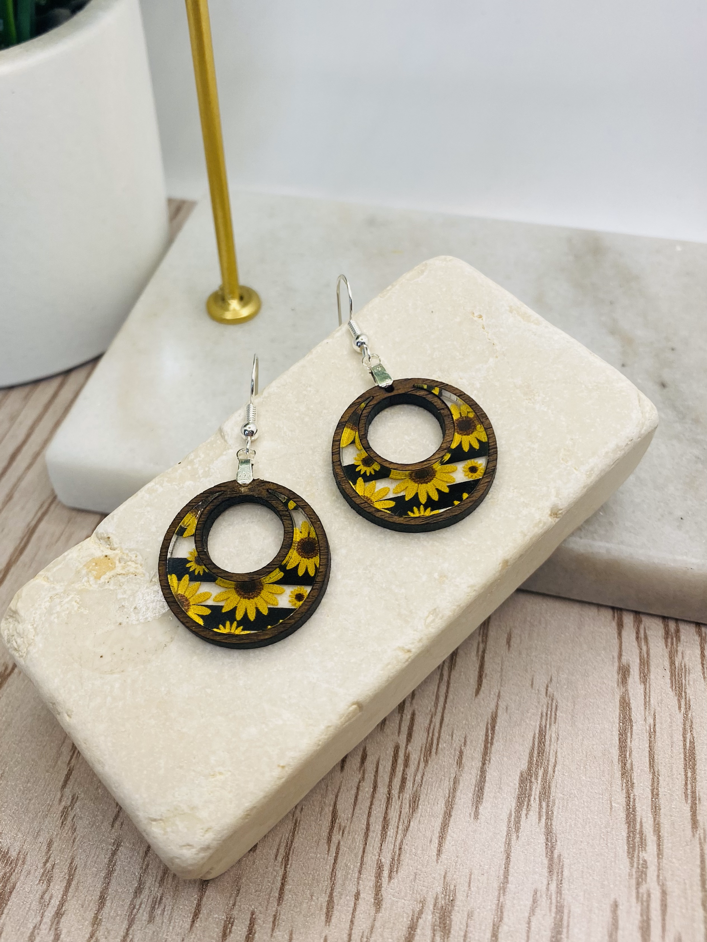 Yellow Daisy Flower Earrings