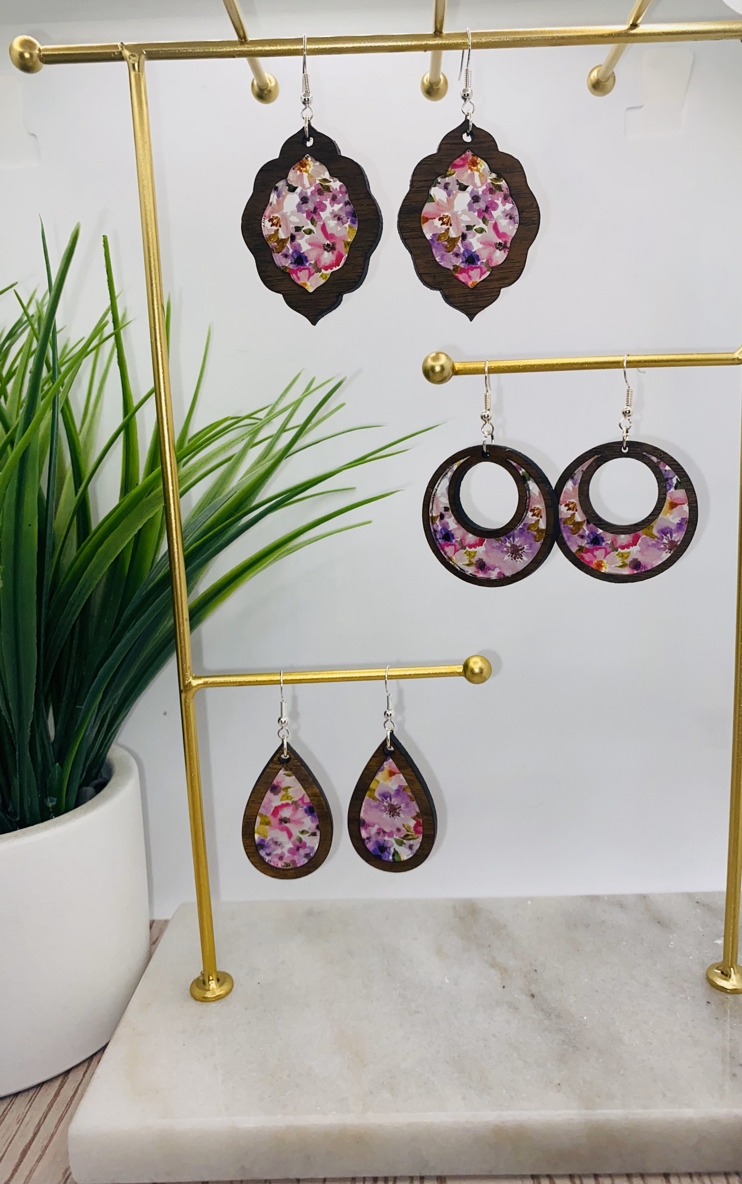 Pink Floral Earrings-Round/Teardrop/Boho