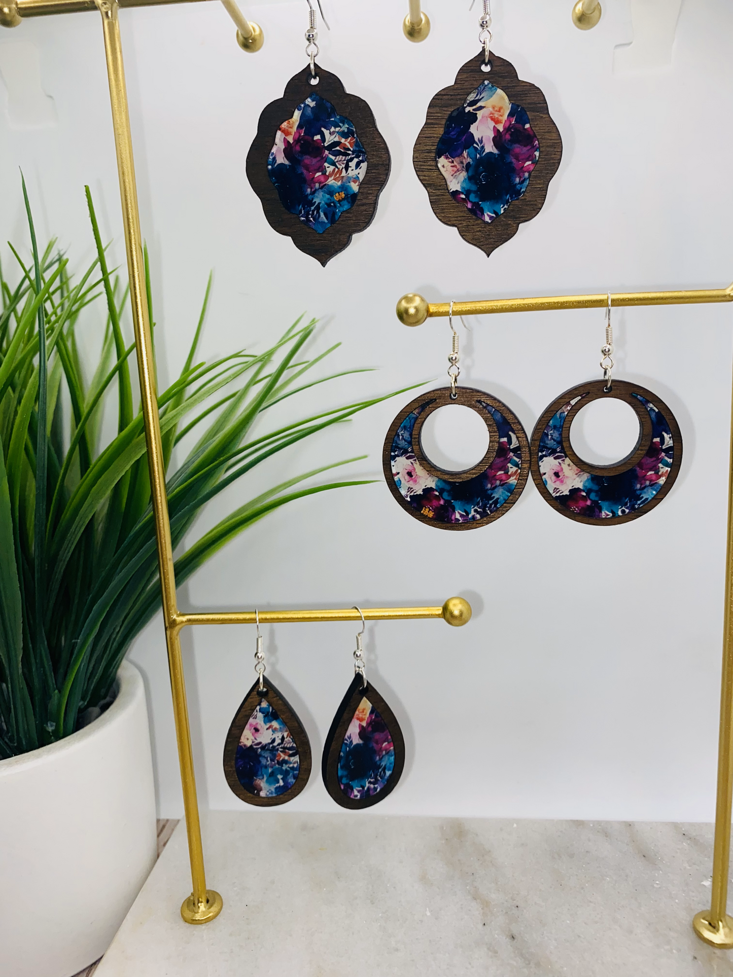 Watercolor Floral Earrings-Boho/round/teardrop