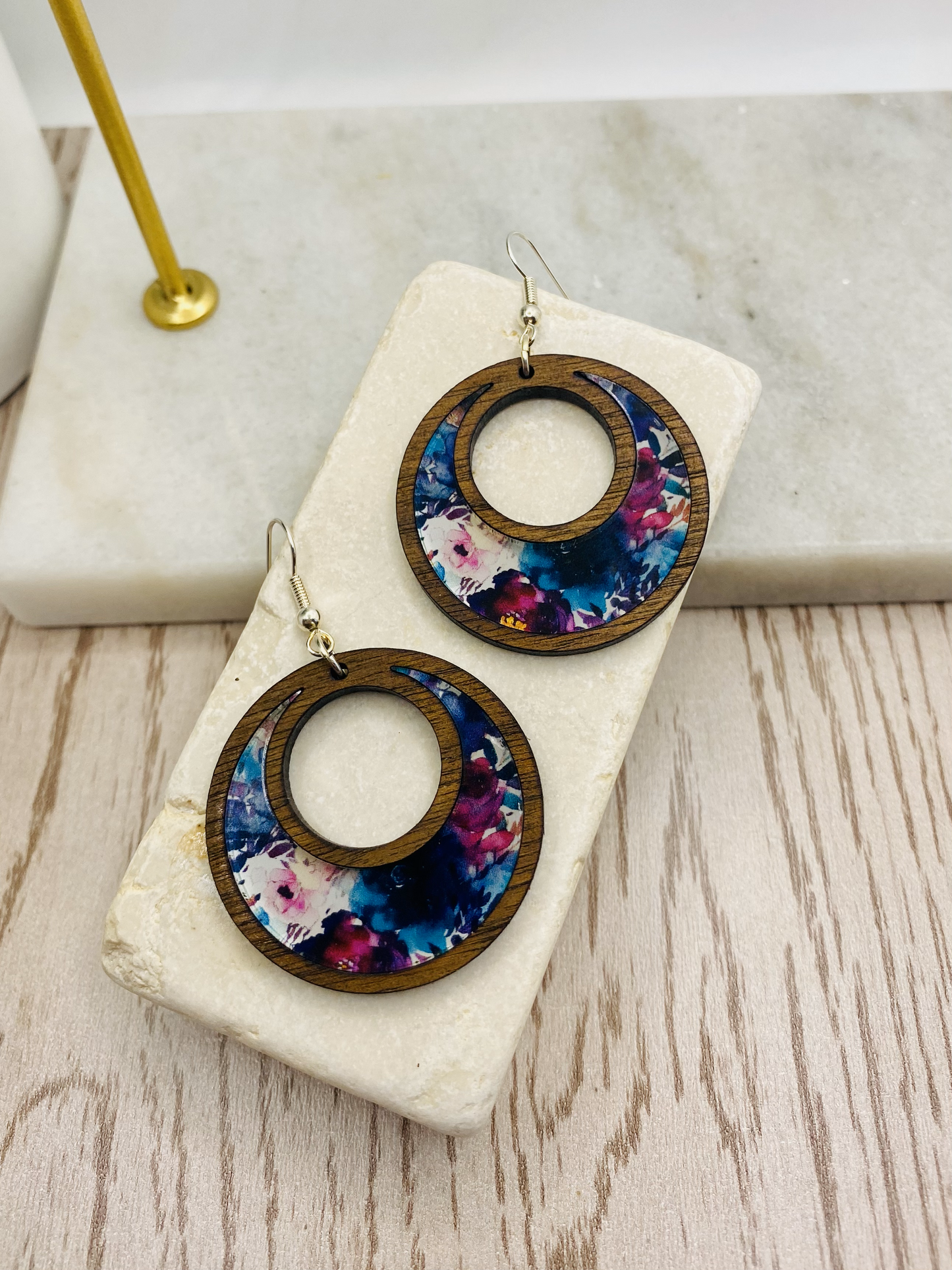 Watercolor Floral Earrings-Boho/round/teardrop