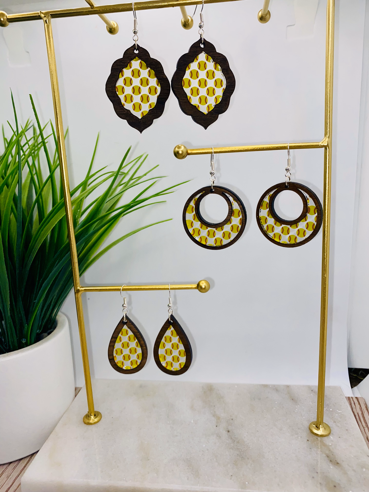 Softball Earrings-Round/Boho/Cirlce