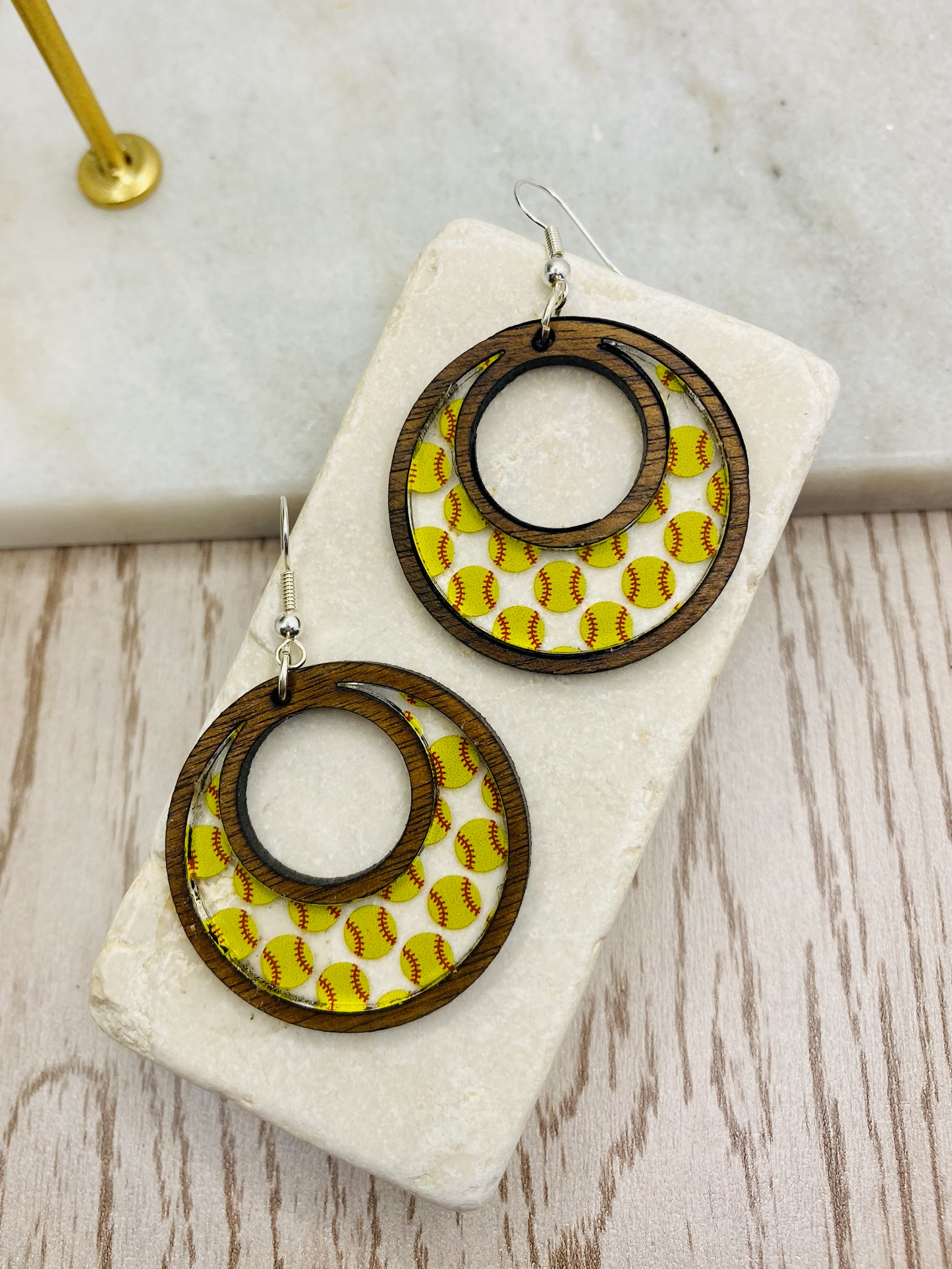 Softball Earrings-Round/Boho/Cirlce