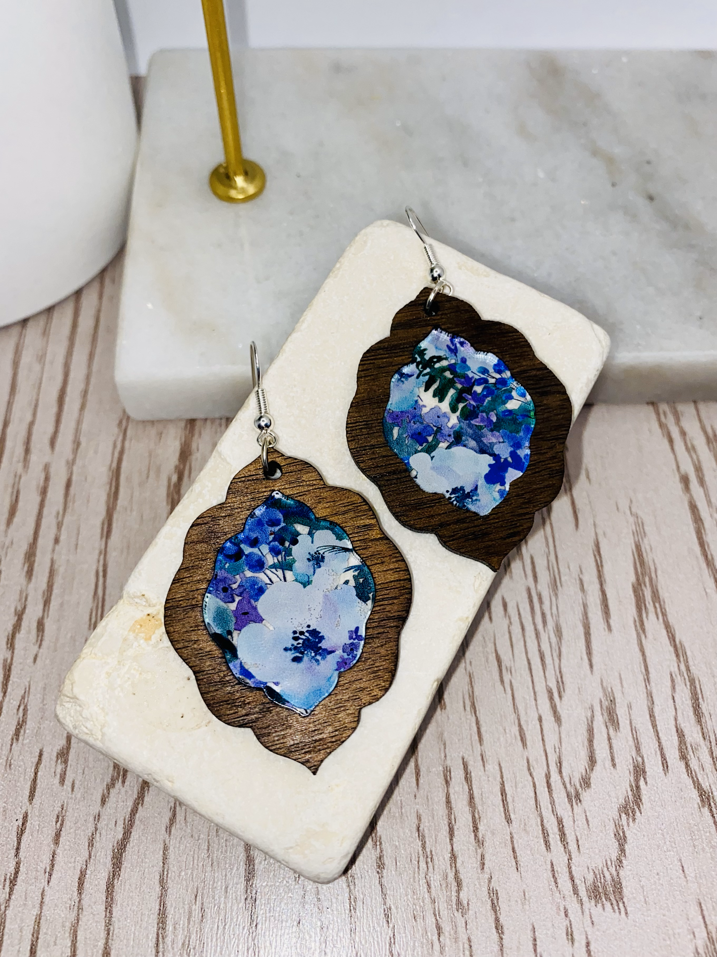 Blue and White Floral earrings-Round/Boho/Teardrop