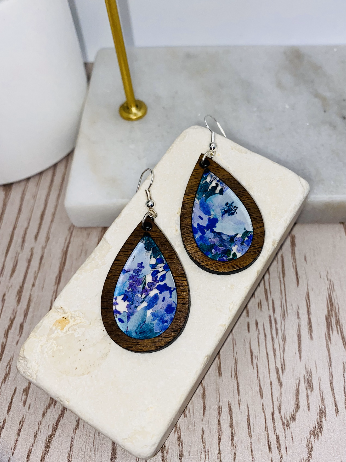 Blue and White Floral earrings-Round/Boho/Teardrop