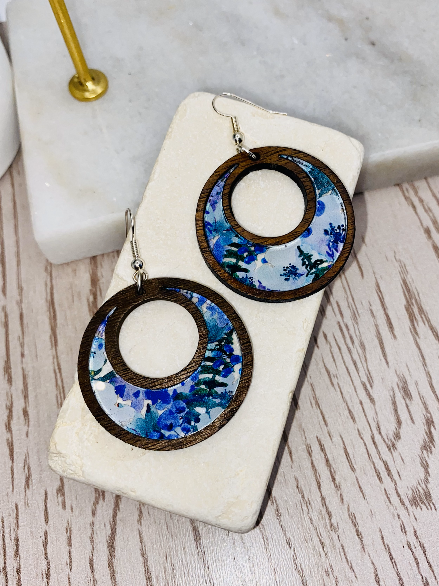 Blue and White Floral earrings-Round/Boho/Teardrop