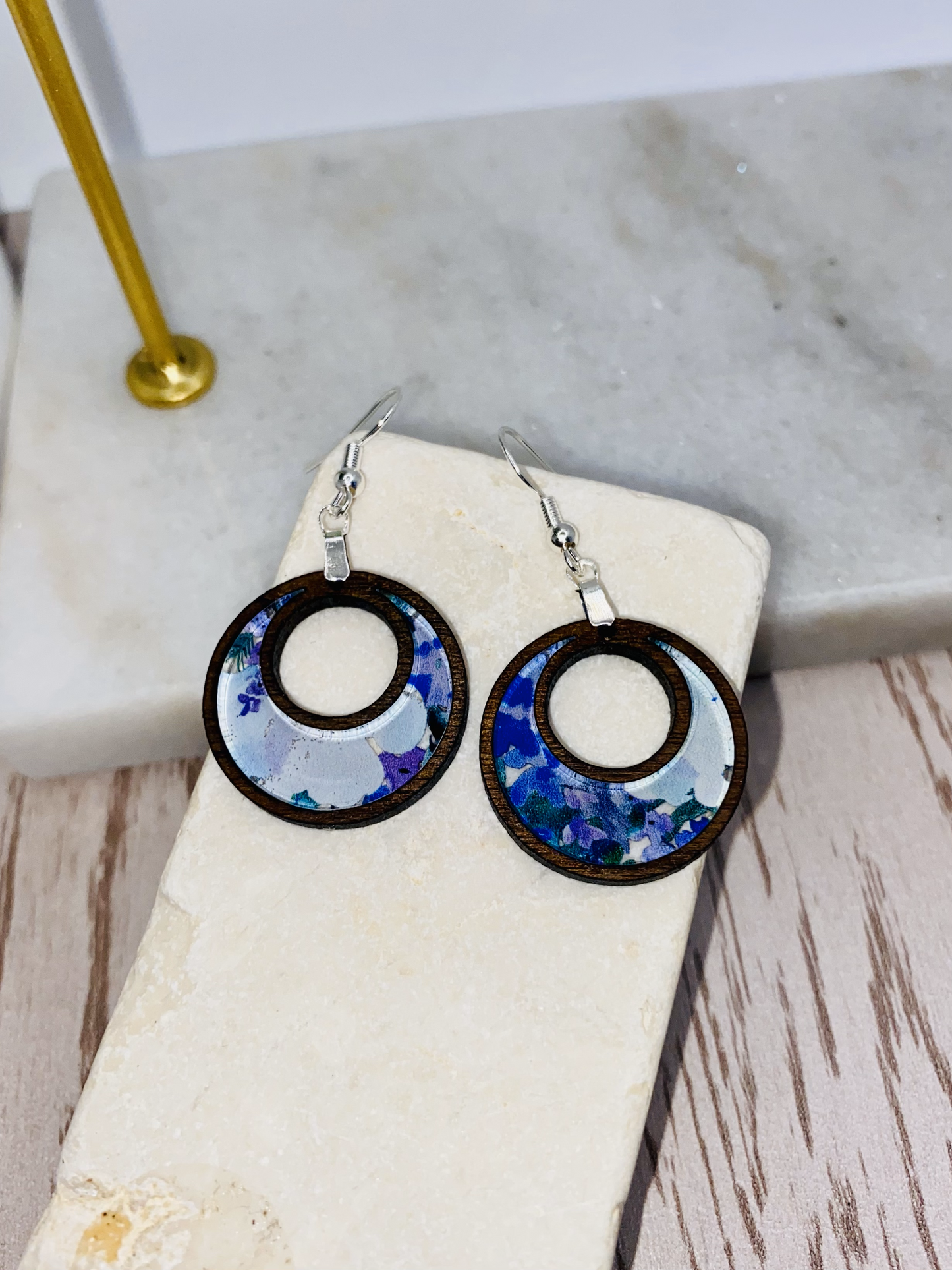 Blue and White Floral earrings-Round/Boho/Teardrop