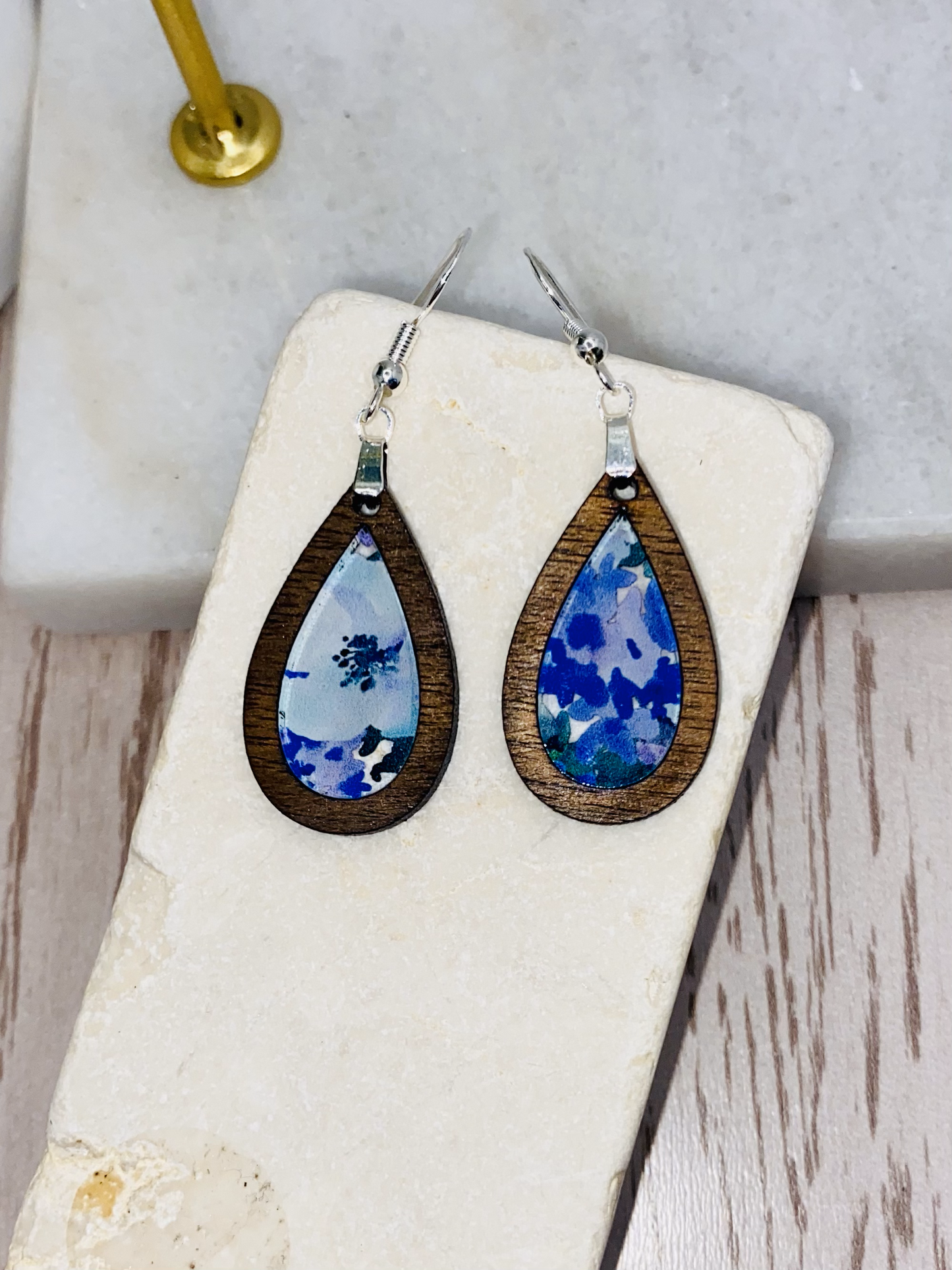 Blue and White Floral earrings-Round/Boho/Teardrop