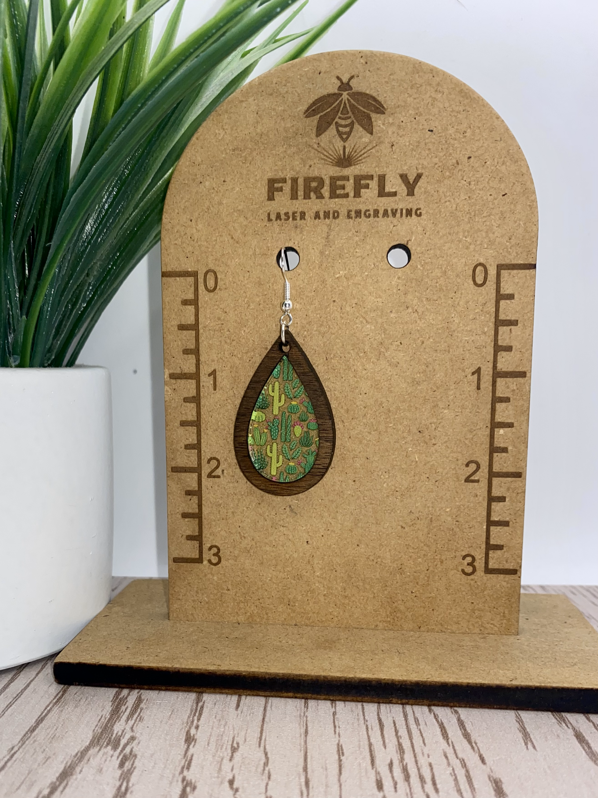 succulent earrings Cactus-Succulent Earrings-Round/Teardrop/Boho – Firefly Laser and Engraving
